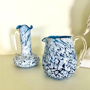 Hand blown stretch glass set.